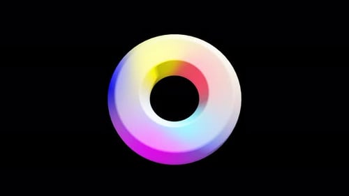 Seamless Loop of Colorful Gradient 3D Torus Rotation