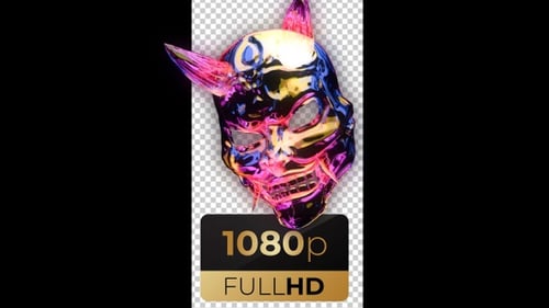Futuristic Iridescent Oni Mask 3D Animation