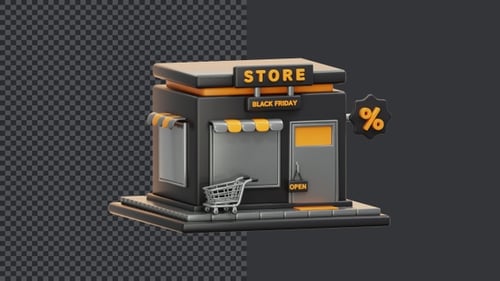 3D-Animation des Black Friday-Sale-Ladens