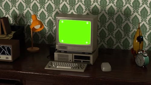 Old Computer Mockup Green Screen