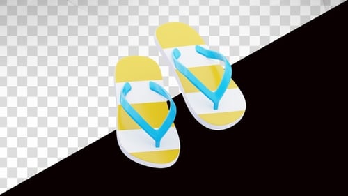 3D Animated Rotating Flip Flops for Summer Travel