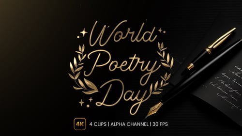 Elegant World Poetry Day Calligraphy Reveal with Decorative Leaves