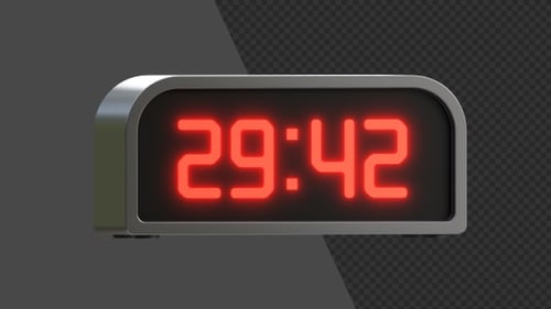 Animação 3D do cronômetro de contagem regressiva do relógio digital | Alpha Channel