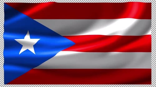 Realistic Waving Puerto Rico Flag with Alpha Channel Loop