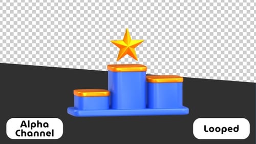 Winner Podium with Gold Star 3D Animation | Alpha Channel