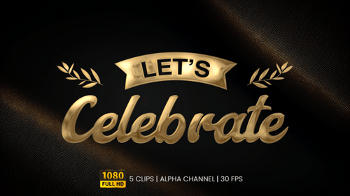 Metallic 3D 'Let's Celebrate' Title Reveal with Color Options