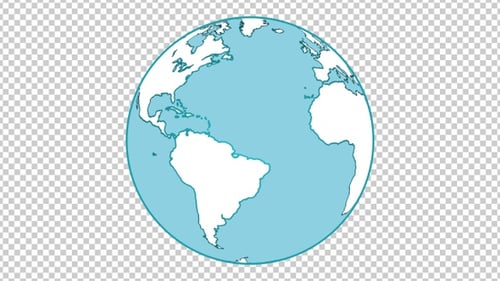 Animated Flat Design World Globe Rotation