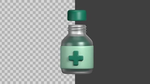 Animated 3D Medical Vial with Opening Cap