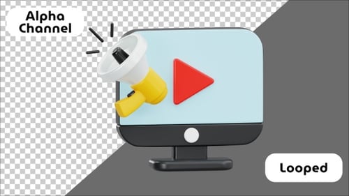 Animación 3D de un icono de marketing en vídeo | Alpha Channel