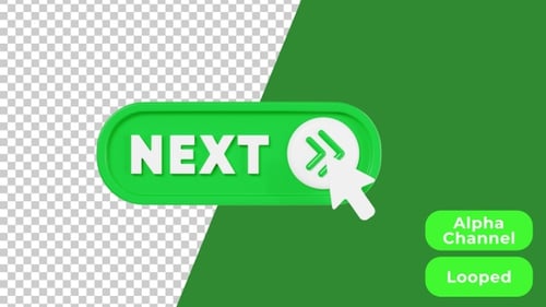 3D Animated Next Button | Alpha Channel