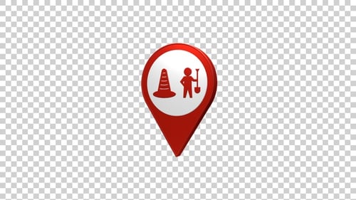 Mapa de barricada, icono de ubicación, rojo