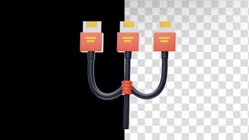 Modern 3D Animated Triple Connector Cable Icon