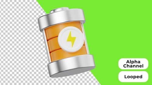 Modern 3D Animation of a Charging Battery Icon