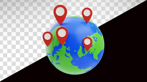 Animation 3D de la localisation mondiale