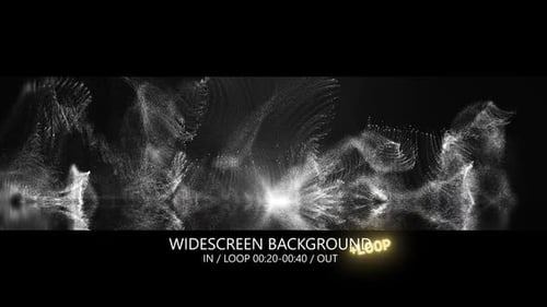 Black White Particles Waves Widescreen Background