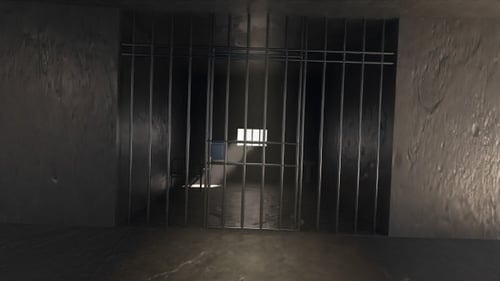 3D Animation of Illuminated Prison Cell with Bars