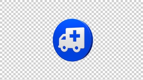3D Rotating Ambulance Icon Animation