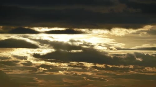 8K Red Yellow Sunset Clouds On Sky