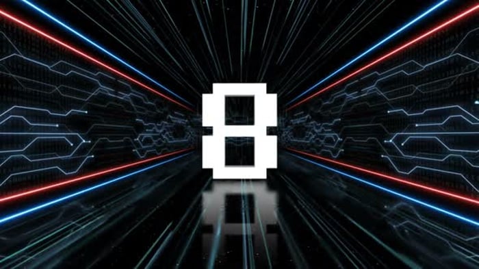 Abstract Glitch Digital Countdown with Dynamic Light Rays, Backgrounds ...