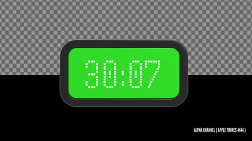 Digital Clock Time Counter on Green Screen