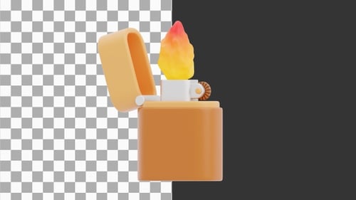 3D Animation of Flame Lighter Design | Alpha Channel
