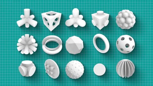 3D Geometric Abstract Rotating Shapes Collection