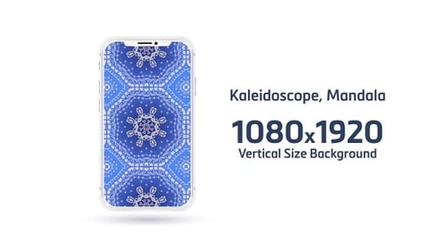 Mandala criativa, fundo abstrato caleidoscópico, floral, conceito, círculo, azul geométrico vertical