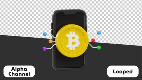 Mobile Cryptocurrency 3D Animation | Alpha Channel