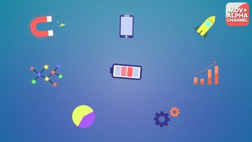 Animated Flat Design Business and Technology Icon Pack