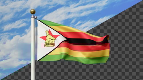 Waving Zimbabwe Flag with Alpha Channel