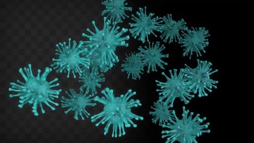 3D Animated Virus Cells Multiplying on Transparent Background