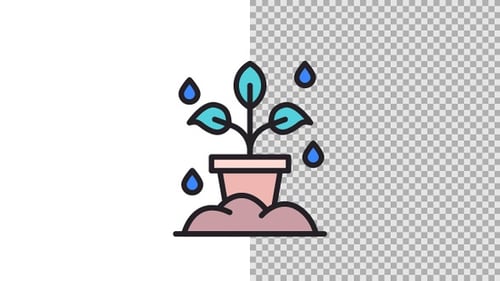 Animated Plant Growth Icon in Flat Design