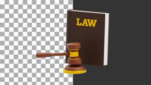 Animation 3D du livre et du juge Gavel | Alpha Channel