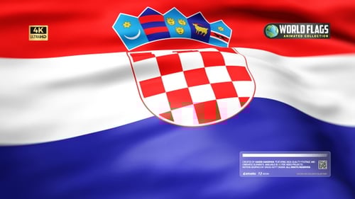 Croatia Flag Waving Realistic Digital Animation