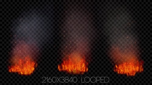 Pack Of Fire With Smoke Plume On Alpha