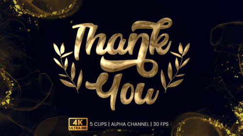Metallic Thank You Text Reveal with Decorative Leaves