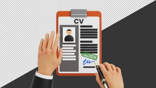 3D Clipboard with job application and pen | Alpha Channel