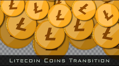 Falling Litecoin Gold Coins Background Animation Loop