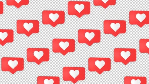 Social Media Heart Messages on Alpha Channel, Loop - Pack