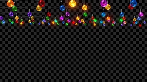 Animated Colorful Christmas String Lights Overlay