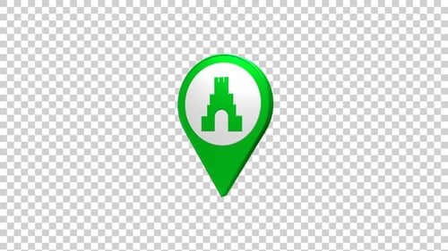 Carte d'un temple hindou, icône de localisation verte