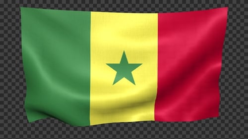 Waving Senegal Flag Animation with Alpha Channel