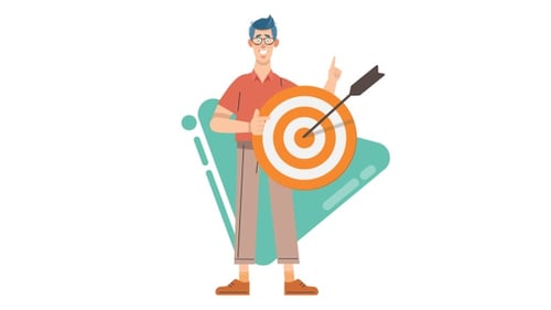 Flat Design Corporate Man with Target and Arrow Animation