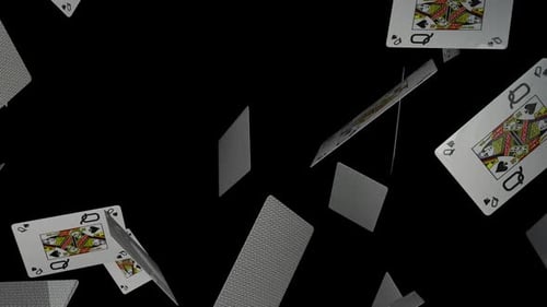 Falling Queen of Spades Playing Cards Casino Loop