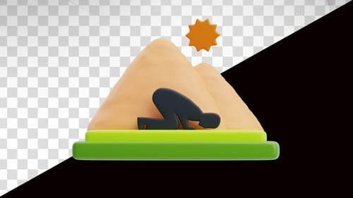 3D Animated Icon of a Person Praying for Ramadan