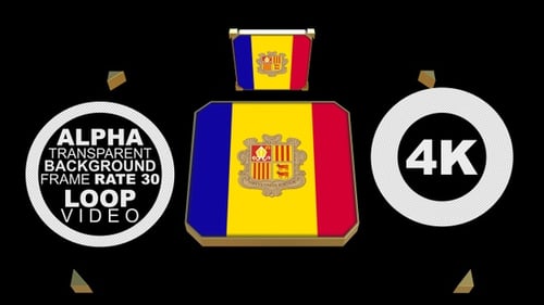 Animated 3D Andorra Flag Spinning Reveal