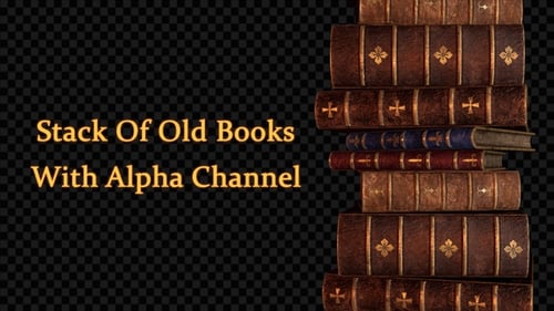 Animated Stack Of Old Books With Alpha Channel Overlay