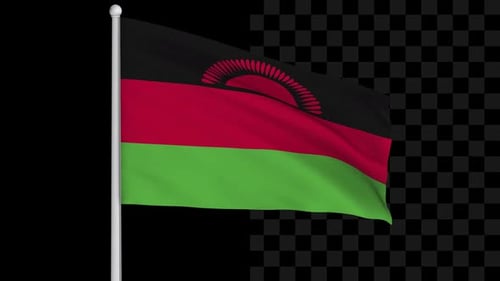 Waving Malawi Flag Animation with Alpha Channel