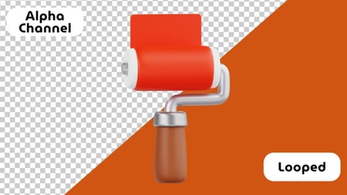 Paint Roller 3D Animation | Alpha Channel