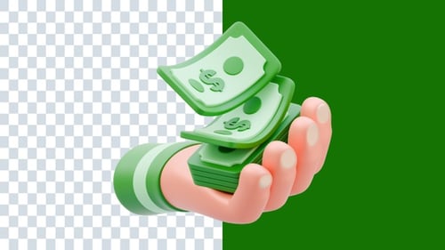 Hand Gesture Money 3D Animations | Alpha Channel